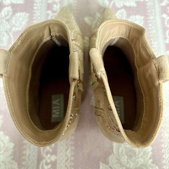 Mia Jossie Women's Tan Cowboy Boots with Rhinestones - Picture 4 of 8